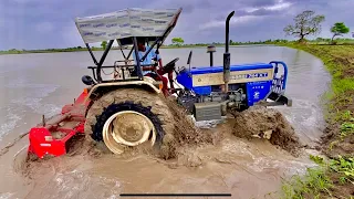 Rice 🌾 Farming Prepare | Swaraj 744 XT 2WD Tractor 🚜 attached Rotarvetor working in fully Mud |