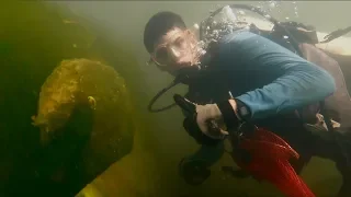 Found Stolen Safe, Cannonball and Knife In River While Scuba Diving! (Unbelievable River Treasure)