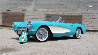 1956 Chevrolet Corvette & Guitar in Green & Engine Sound & Ride on My Car Story with Lou Costabile