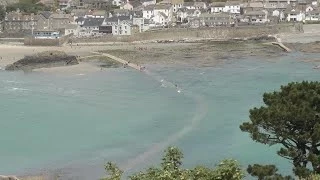 St MICHAEL'S MOUNT, MARAZION - WALKING OUT, BOAT BACK