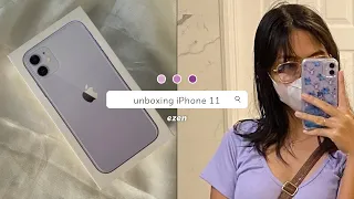 unboxing iPhone 11 purple in 2022, 128gb + accessories + camera test | unboxing with ezen💜