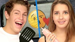 "Boyfriend" vs "Girlfriend" Pancake Art Challenge w/ Lexi Rivera & Ben Azelart | Griddle Me This