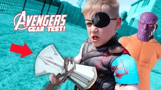 THOR's NEW Gear Test! Avengers Infinity War Movie Kids Challenge & Toys Review!