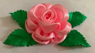 DIY Ribbon Flowers-How to Make a Ribbon Rose-Làm hoa Hồng bằng Ruy Băng
