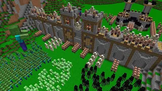 ALL THE MONSTERS ATTACKED THE VILLAGERS CASTLE IN MINECRAFT NOOB VS PRO BATTLE