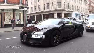 Full Black w/Yellow Bugatti Veyron Driving Through London