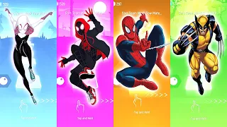DC Marvel Tiles Hop, Spider Gwen vs Miles Morales vs SpiderMan vs Wolverine