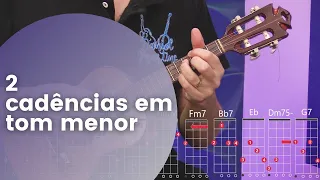 2 CADÊNCIAS EM TOM MENOR | AULA DE CAVAQUINHO COM DESENHO DOS ACORDES