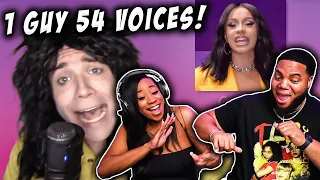 DUB & NISHA REACTS TO ONE GUY, 54 VOICES (With Music!) - Famous Singer Impressions