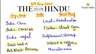 10th June, 2020 | Newspaper Brief | The Hindu | Srijan India