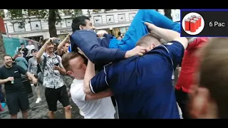 Hibs fans Throw EDL ABDUL in the fountain