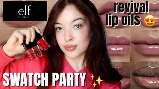 NEW ELF COSMETICS GLOW REVIVER LIP OILS ! LIP SWATCH PARTY!