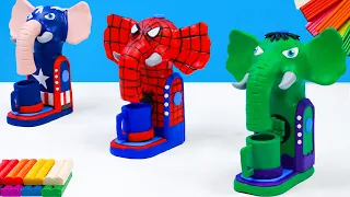 How to make Coffee maker mix elephants mod superhero Hulk, Spider man, Captain America with clay