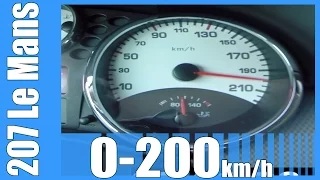 Peugeot 207 Le Mans 1.6 THP 150 HP Acceleration 0-200 km/h Beschleunigung Autobahn