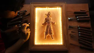 Goku Glowing Wooden Painting - Dragon Ball Wood Carving