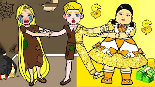 OMG! Who Can Marry Ken? - Rich Squid Game VS Poor Rapunzel | DIY Paper Dolls & Cartoon