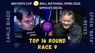 Top 16 | Carlo Biado VS Efren “Bata” Reyes | Race 9