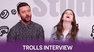 Anna Kendrick & Justin Timberlake geek out over Gwen Stefani | Trolls Interview