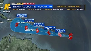 Tropical Storm Bret forms in the Atlantic, could make landfall as a hurricane