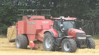 Case IH 240 Puma baling w/ Massey Ferguson 190 Big Baler | Harvest 2020 | Danish Agriculture