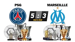 Paris Saint Germain vs Olympique de Marseille All Trophies Comparison