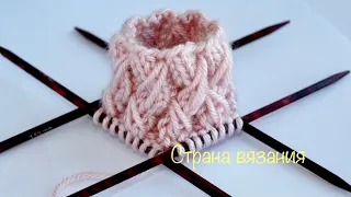 Резинка 2х2 с вытянутыми петлями. Вязание по кругу. Elastic band 2x2 Knitting in a circle.