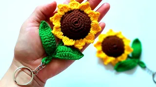 🌻🌻ÇOK  KOLAY AYÇİÇEĞİ ANAHTARLIK YAPIMI/EASY CROCHET SUNFLOWER KEYCHAİN