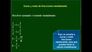 ¿Cómo sumar y restar fracciones mentalmente?