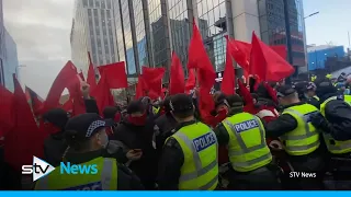 Police separate group in Glasgow COP26 climate march