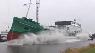 ARKLOW CAPE | Amazing big ship launch | Ferus Smit Westerbroek | 4K-Quality-Video
