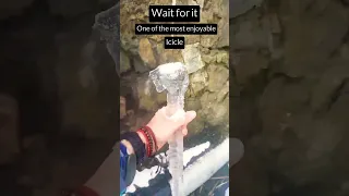 One of the most enjoyable thing digging up icicle 🏔️❄️😍 #ice #snow #enjoy #nature #rock #icicle