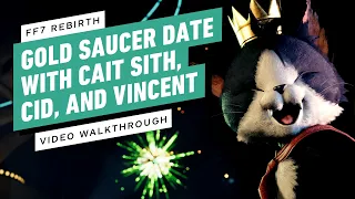 FF7 Rebirth: Cait Sith, Cid, and Vincent Gold Saucer Date (Standard)