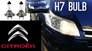 How to replace headlights bulb in Citroen C4 h7 blub