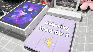 Unboxing iPad Air 5 📦 (purple 256gb) in 2023 & Apple Pencil + accessories ✨