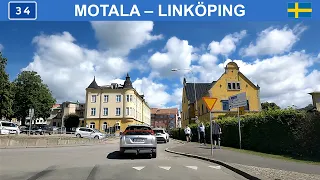 Driving in Sweden. From Motala to Linköping. 4K