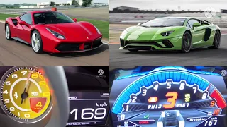 Ferrari 488 GTB vs Lamborghini Aventador S 0-300 kmh race