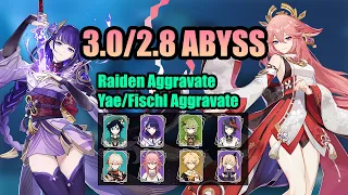 Raiden & Yae Miko Aggravate | 3.0/2.8 Spiral Abyss Floor 12 Showcase | Genshin Impact