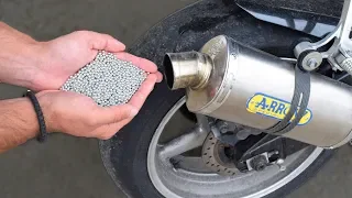 EXPERIMENT 1000 METAL AIRSOFT BBs in MOTORCYCLE EXHAUST