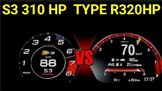 Honda civic type R 320 HP VS Audi s3 Acceleration sound 0-250 km/h