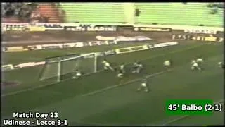 Serie A 1989-1990, day 23: Udinese - Lecce 3-1 (Balbo goal)