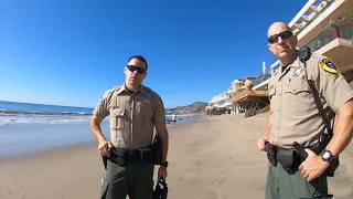 Surf Fishing Malibu Beach With a Visit From California Fish and Game Wardens - Late Fall