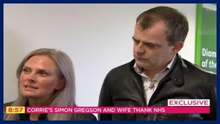 Simon Gregson and wife Emma Gregson praise NHS for saving her life after ruptured ectopic pregnancy