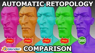 Automatic Retopology Battle! Comparison of Five Auto Retopo Tools for Blender #Shorts