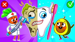 Protect Your Teeth 🦷 Dentist Check-Up and Learn Healthy Habits for Kids with Pit & Penny Family 🥑