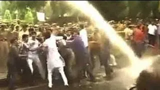 Cops use water cannons on protesters outside Railways Minister's house