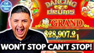 No Quitting Until We Get the Grand on Dancing Drums Slot Machine!