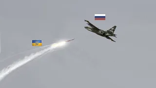 Scary moment! A Ukrainian hypersonic missile slams into the middle of an expensive Russian SU-25.