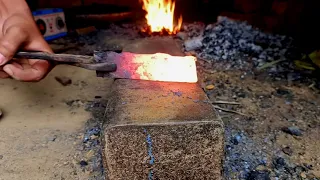 I'm forging a batali from a useless spring patti | blacksmithing~ making a wood cutter