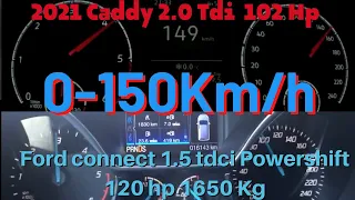 Ford Connect 1.5 Tdci 120 Powershift VS 2021 Vw Caddy 2.0 Tdi 102 Hp 0-150