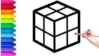 Rubic Cube Drawing, Painting and Coloring for Kids & Toddlers | How to Draw Rubic Cube